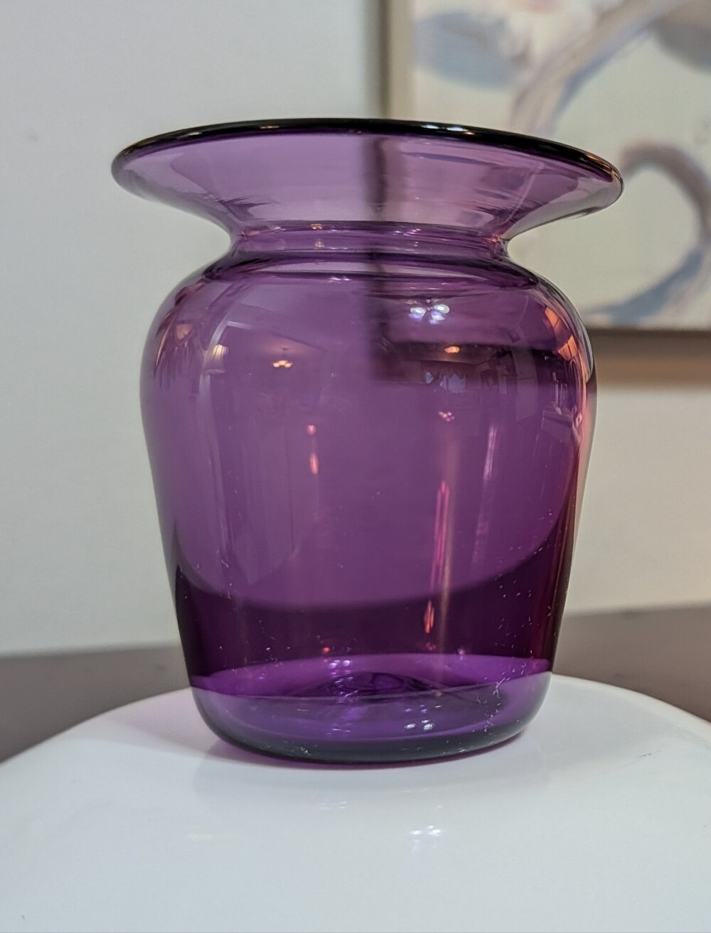 Vintage 1996 David Wilson USA Art Glass Hand Blown Vase 4" Artist Signed Purple